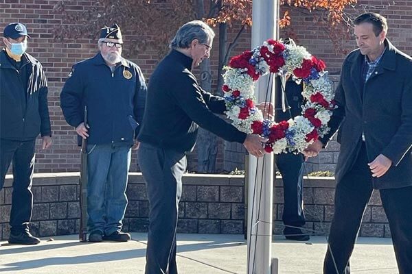 A group of city and park district officials, during the Kahl park improvements dedication ceremony